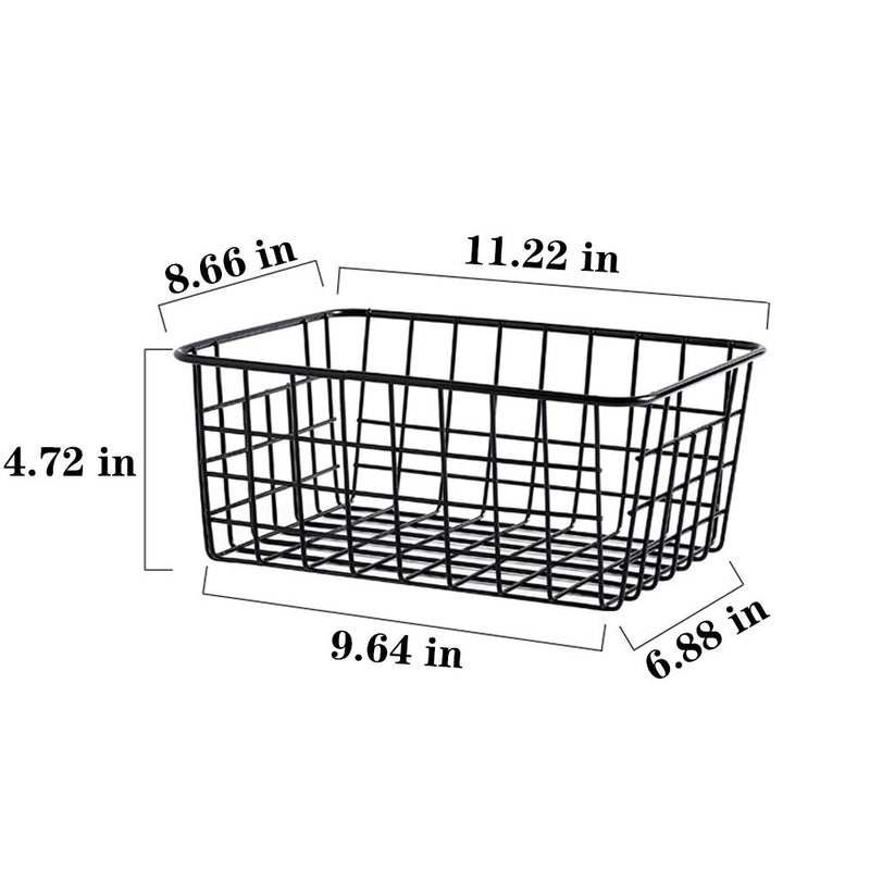 LeleCAT Black Wire Storage Baskets, Metal Household Storage Organizer for Kitchenï¼ŒPantry, Shelf, Freezer, Bathroomï¼ŒBlack 2 Pack - Image 2